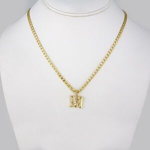 Gold Initial 'M' Pendant Necklace